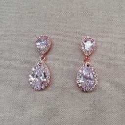Boucles d'oreilles zircon rose gold mariage