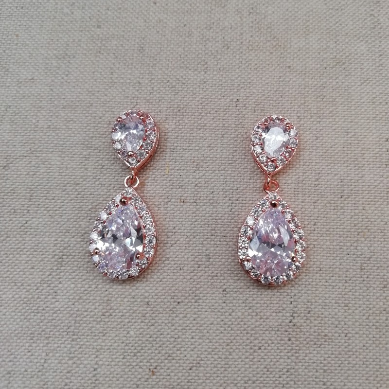 Boucles d'oreilles zircon rose gold mariage Boucles d'oreilles zircon rose gold mariage