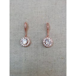 Boucles d'oreilles mariée rose doré
