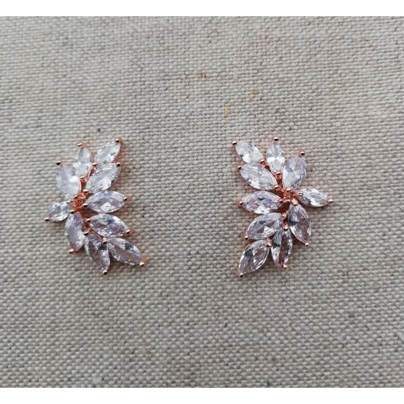 Boucles d'oreilles mariée rose doré , boucles d'oreilles mariage strass , mariage zircon Boucles d'oreilles mariée rose doré , boucles d'oreilles mariage strass , mariage zircon