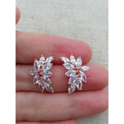 Boucles d'oreilles mariage rose gold zircon