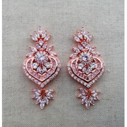 Boucles d'oreilles zircon - rose gold  Boucles d'oreilles mariage rose gold zircon