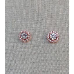 Boucles d'oreilles puces oreilles mariée rose doré