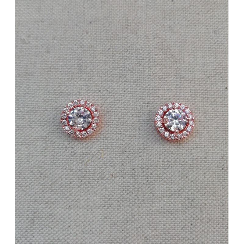 Boucles d'oreilles puces oreilles mariée rose doré Boucles d'oreilles puces oreilles mariée rose doré