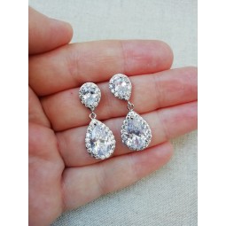 Boucles d'oreilles mariage zircon