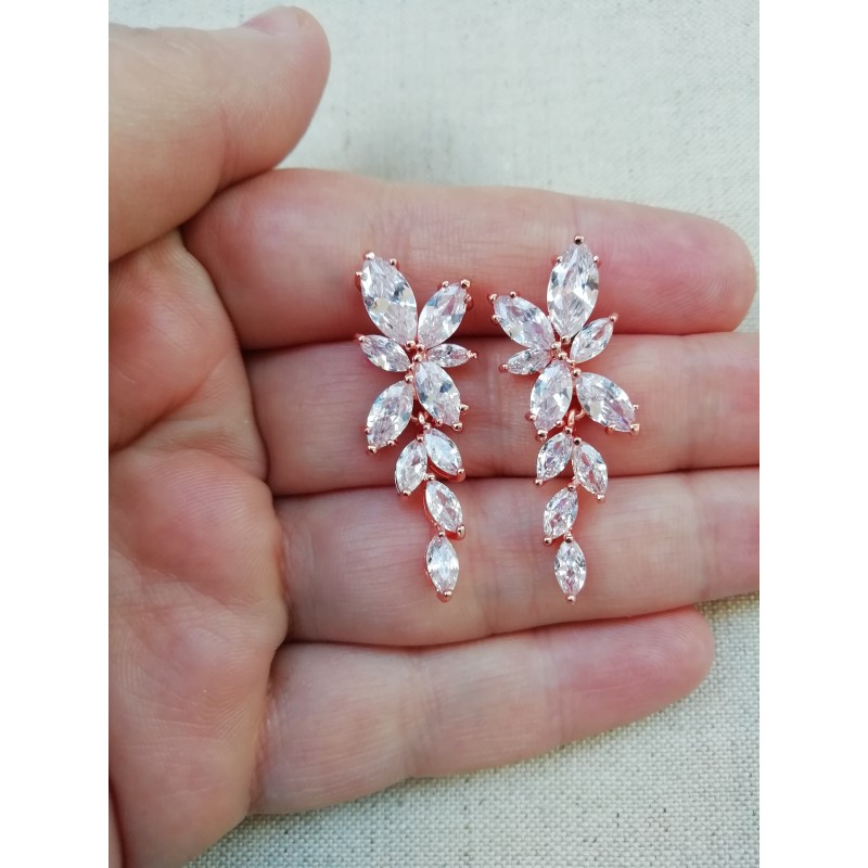 Boucles d'oreilles zircon mariage rose gold Boucles d'oreilles zircon mariage rose gold