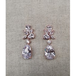 Boucles d'oreilles zircon mariage - rose gold