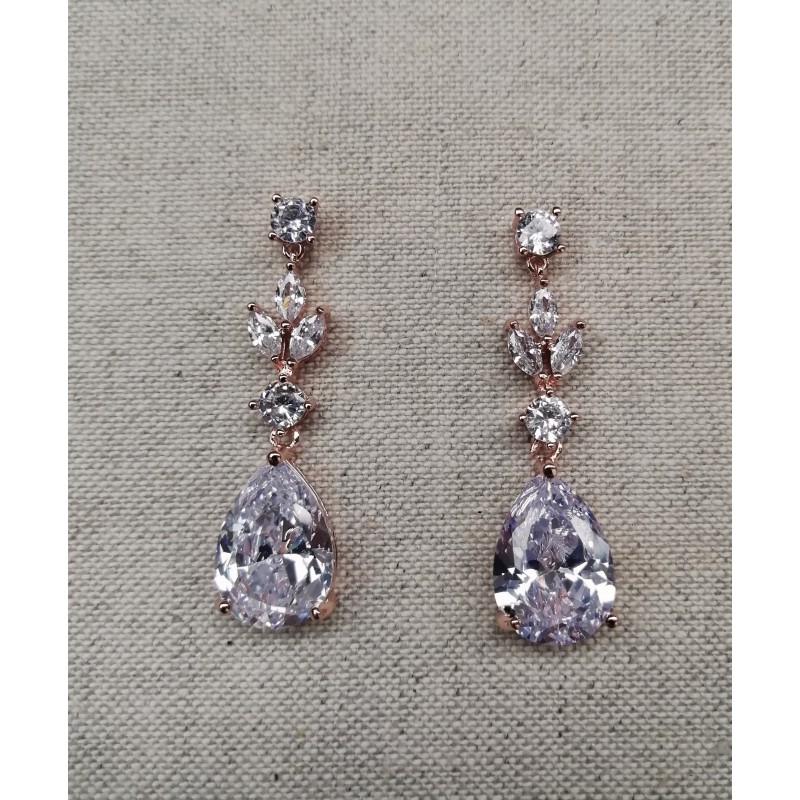 Boucles d'oreilles mariage rose gold zircon Boucles d'oreilles mariage rose gold zircon