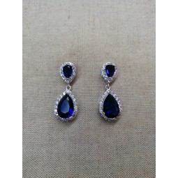 boucles d'oreilles zircon crystal swarovski bleu argent