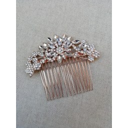 Peigne mariage rose gold - zircon strass - peigne mariée