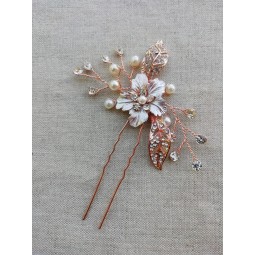Pic cheveux chignon mariage rose gold - zircon strass - accessoire cheveux mariée
