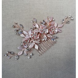 Peigne mariage rose gold - zircon strass - peigne mariée